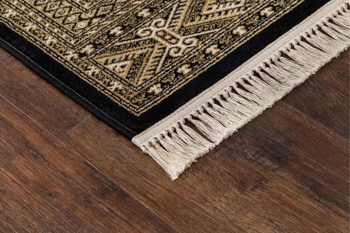 Wiltonmatto Teheran Boccara 80x250 cm Musta - Musta - Wilton-matto - Kuviollinen matto & värikäs matto