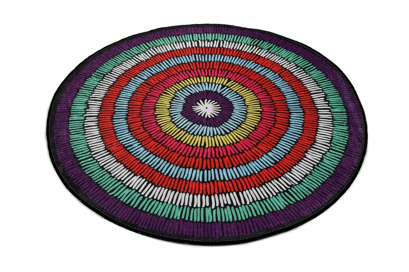 Zircle-matto pyöreä 100 cm, Monivärinen/sametti
