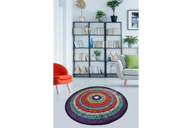 Zircle-matto pyöreä 100 cm - Monivärinen/sametti - Kodintekstiilit & matot - Matto - Moderni matto - Wilton-matto