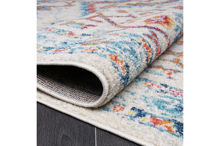 Wiltonmatto Jawahar 160x230 cm Suorakaide - Valkoinen/Turkoosi - Wilton-matto - Kuviollinen matto & värikäs matto