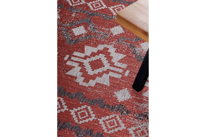 Wiltonmatto Neon 80x150 cm Suorakaide - Harmaa/Punainen - Wilton-matto - Kuviollinen matto & värikäs matto