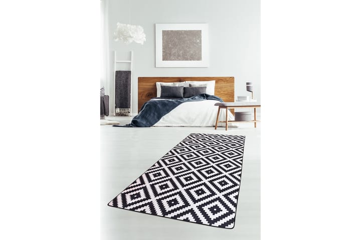 Matto Chilai 80x150 cm - Musta / Valkoinen - Wilton-matto - Pienet matot - Kuviollinen matto & värikäs matto