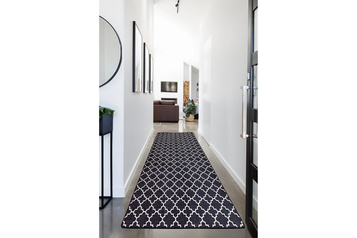 Matto Chilai 80x200 cm - Musta/Valkoinen - Wilton-matto - Pienet matot - Kuviollinen matto & värikäs matto