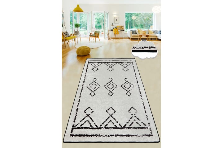 Matto Chilai 80x300 cm - Musta/Valkoinen - Wilton-matto - Pienet matot - Kuviollinen matto & värikäs matto