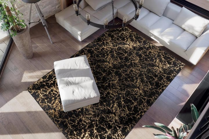 Matto Ngelesbedon Swu 80x150 cm Musta/Kulta - D-Sign - Wilton-matto - Pienet matot - Kuviollinen matto & värikäs matto