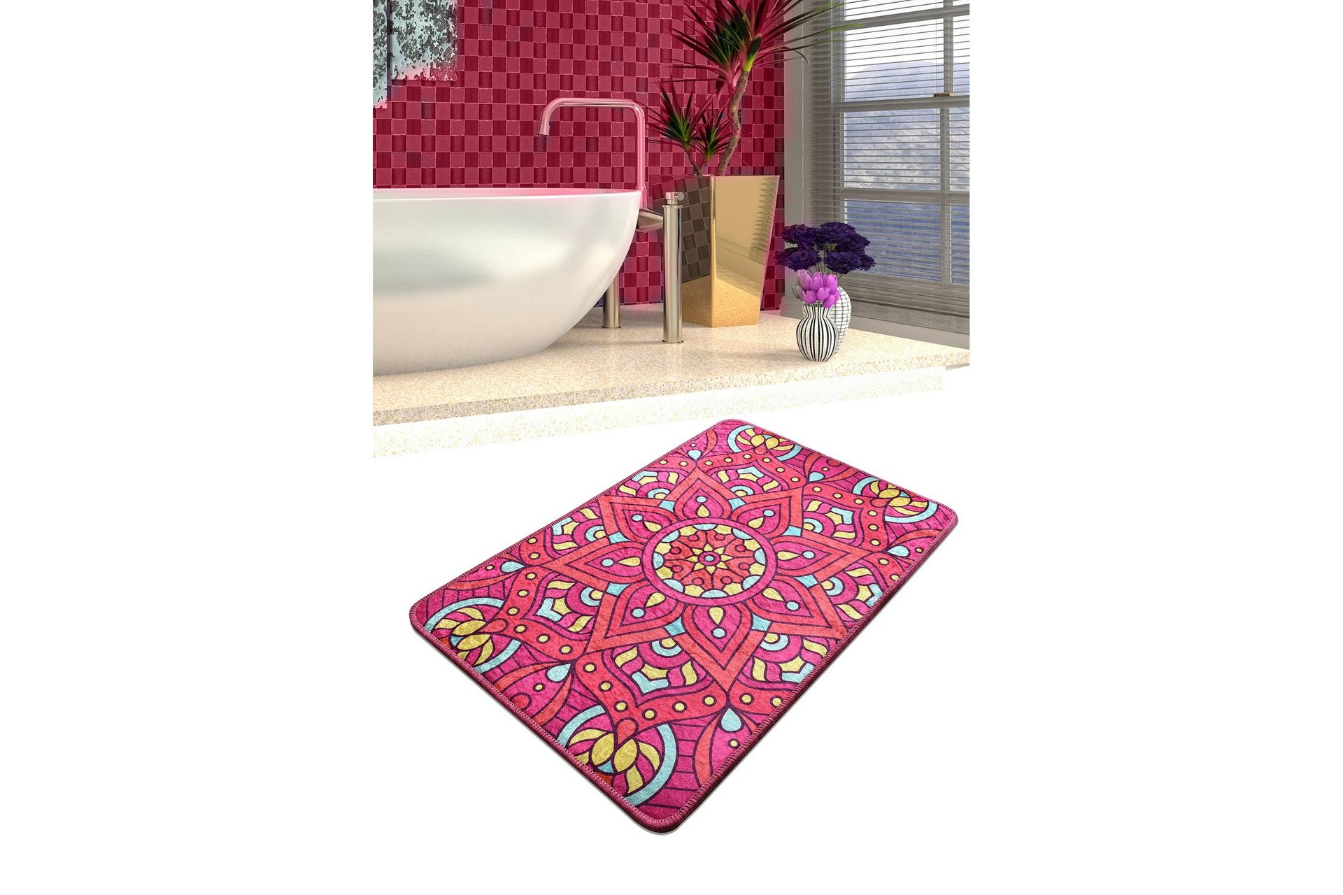 Matto Yantra Ovaali 60x90 cm - Monivärinen / Sametti - Kodintekstiilit & matot - Matto - Pienet matot