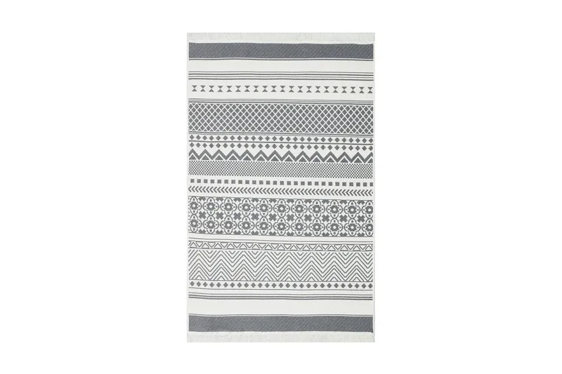 Puuvillamatto Eko Hali 80x300 cm, Harmaa/Valkoinen