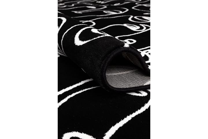 Matto Ink Face Ø160 cm Pyöreä Musta - Musta - Pyöreät matot - Wilton-matto - Kuviollinen matto & värikäs matto - Iso matto
