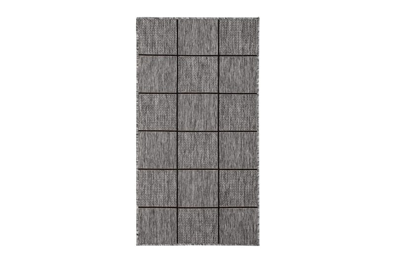 Tasokudottu Matto Madrid 80x240 cm Harmaa/Musta, Harmaa/Musta