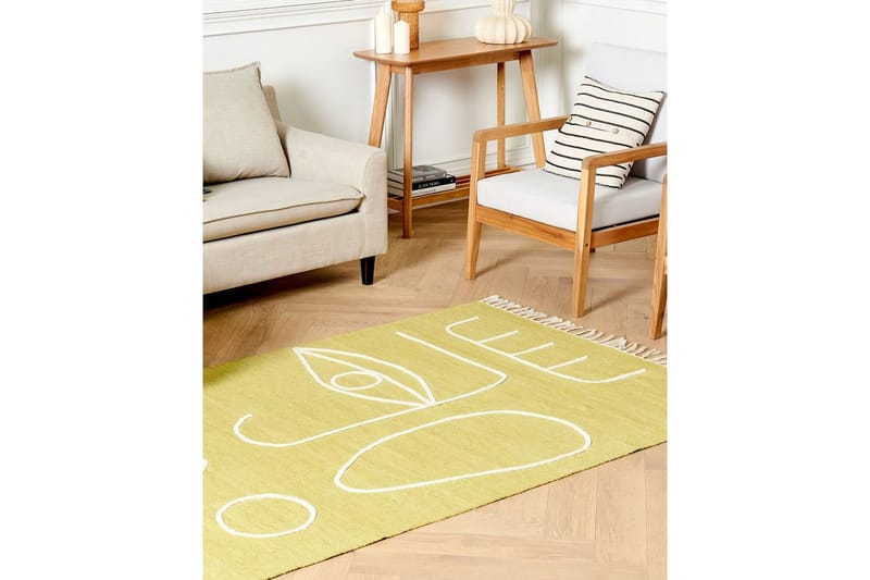Tasapainokudottu Yavu - Keltainen, 140x200 cm - Kodintekstiilit & matot - Matto - Ulkomatto