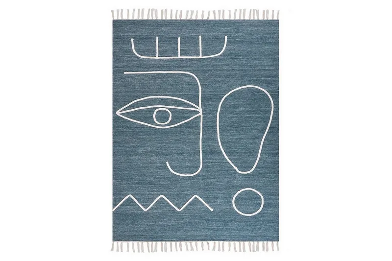 Tasapainokudottu Yavu - Sininen, Valkoinen, 140x200 cm - Kodintekstiilit & matot - Matto - Ulkomatto