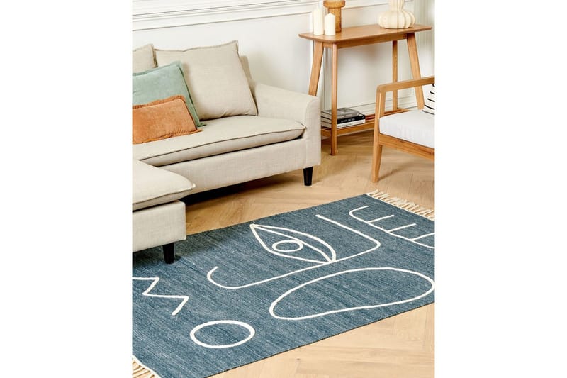 Tasapainokudottu Yavu - Sininen, Valkoinen, 140x200 cm - Kodintekstiilit & matot - Matto - Ulkomatto