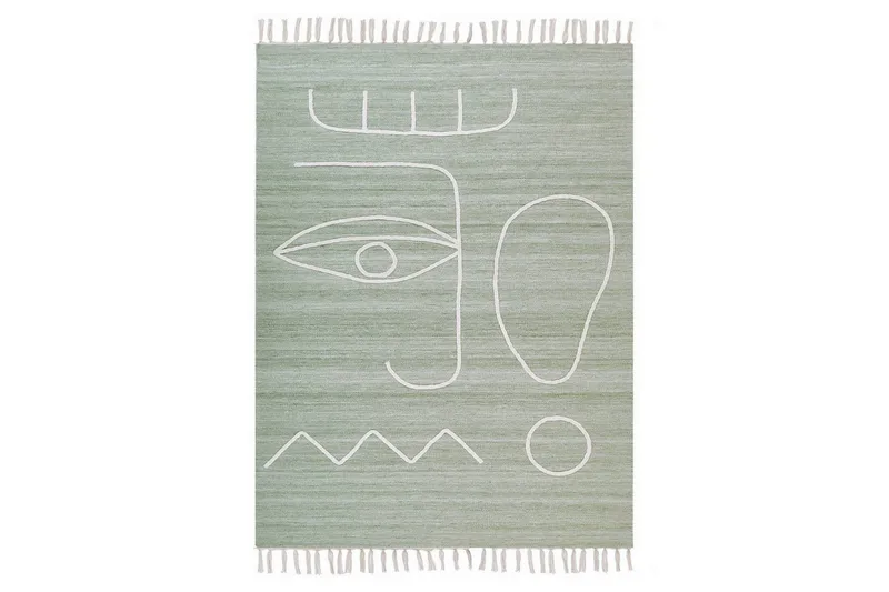 Tasapainokudottu Yavu - Vihreä, valkoinen, 140x200 cm - Kodintekstiilit & matot - Matto - Ulkomatto