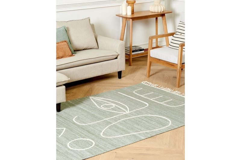 Tasapainokudottu Yavu - Vihreä, valkoinen, 140x200 cm - Kodintekstiilit & matot - Matto - Ulkomatto