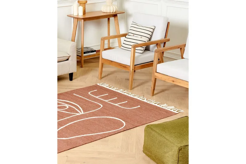 Tasapainokudottu Yavu - Punainen, Valkoinen, 140x200 cm - Kodintekstiilit & matot - Matto - Ulkomatto