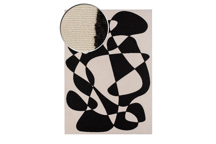 Tasokudottu Matto Venus Abstrakti 160x230 cm Valkoinen/Musta - Valkoinen/Musta - Tasokudotut matot
