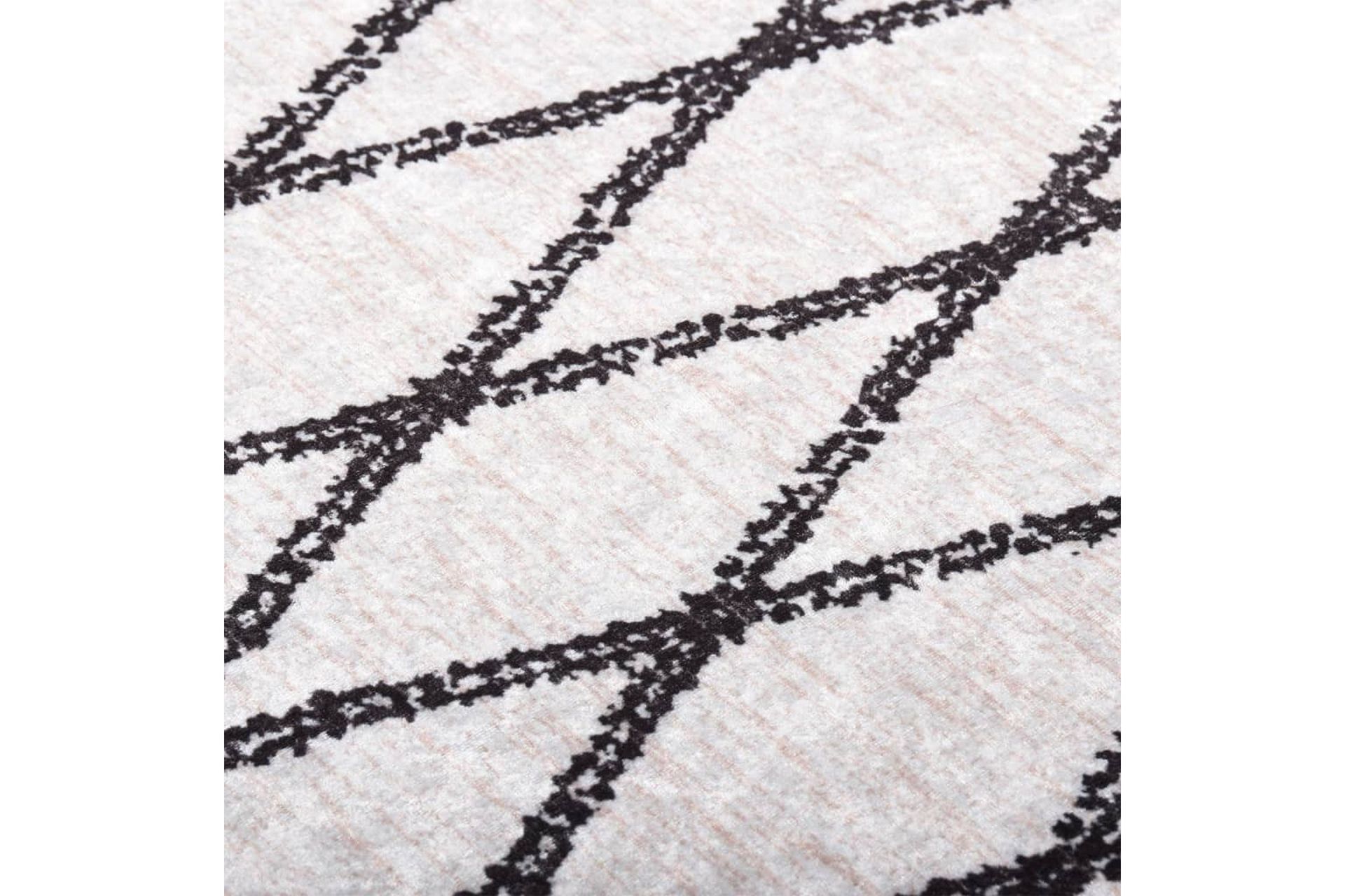 Matto pestävä 190x300 cm musta ja valkoinen liukumaton - Monivärinen - Kodintekstiilit & matot - Matto - Ulkomatto - Muovimatto