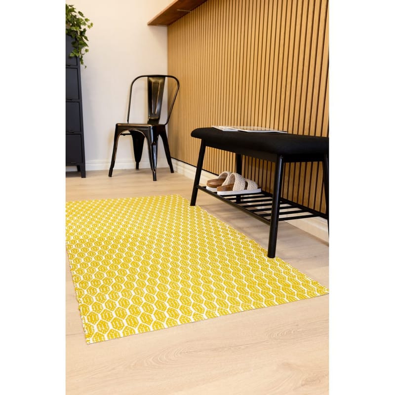Muovimatto Hilma Link - 70x300 cm, Keltainen - Kodintekstiilit & matot - Matto - Ulkomatto - Parvekematto & terassimatto