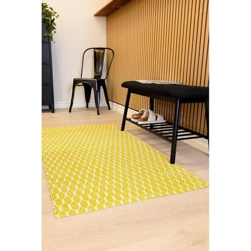 Muovimatto Hilma Link - 70x300 cm, Keltainen - Kodintekstiilit & matot - Matto - Ulkomatto - Parvekematto & terassimatto