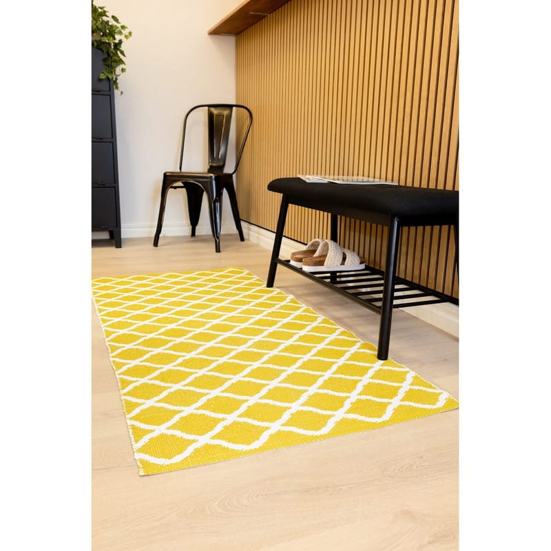 Muovimatto Hilma Wave - 150x220 cm, Keltainen - Kodintekstiilit & matot - Matto - Ulkomatto - Parvekematto & terassimatto