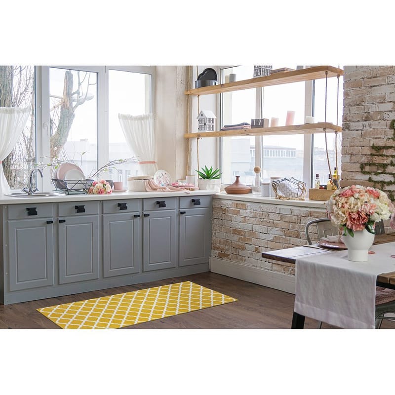 Muovimatto Hilma Wave - 70x200 cm, Keltainen - Kodintekstiilit & matot - Matto - Moderni matto - Wilton-matto