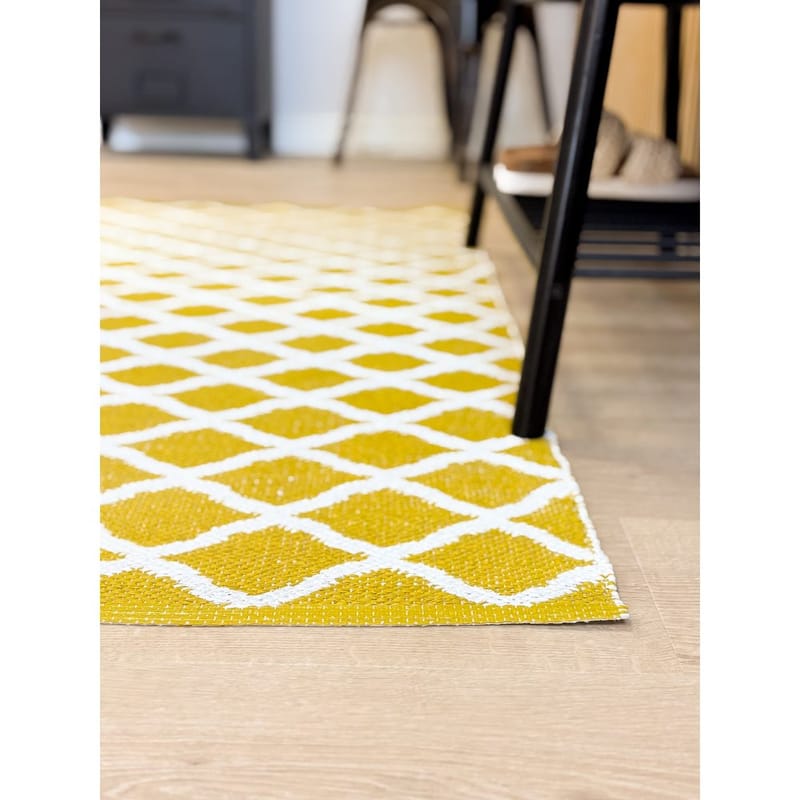 Muovimatto Hilma Wave - 70x250 cm, Keltainen - Kodintekstiilit & matot - Matto - Ulkomatto - Parvekematto & terassimatto