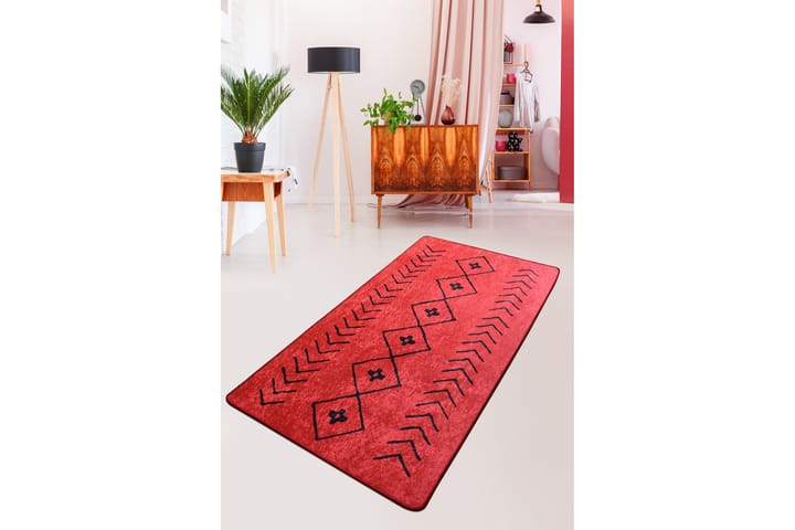Käytävämatto Kezban 80x200 cm - Punainen/musta/sametti - Pienet matot - Eteisen matto & kynnysmatto
