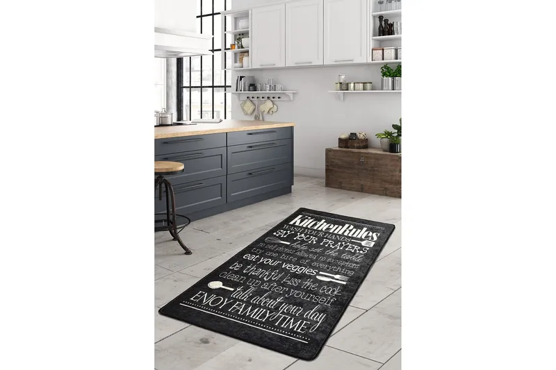 Käytävämatto Konyha 80x200 cm, Musta / Sametti