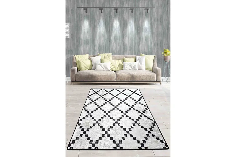 Matto Duglass 80x200 cm, Valkoinen/musta/sametti