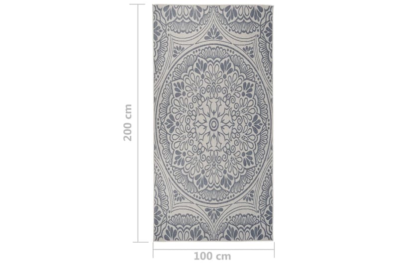 Ulkomatto Flatweave 100x200 cm sininen kuvio - Sininen - Kodintekstiilit & matot - Matto - Ulkomatto