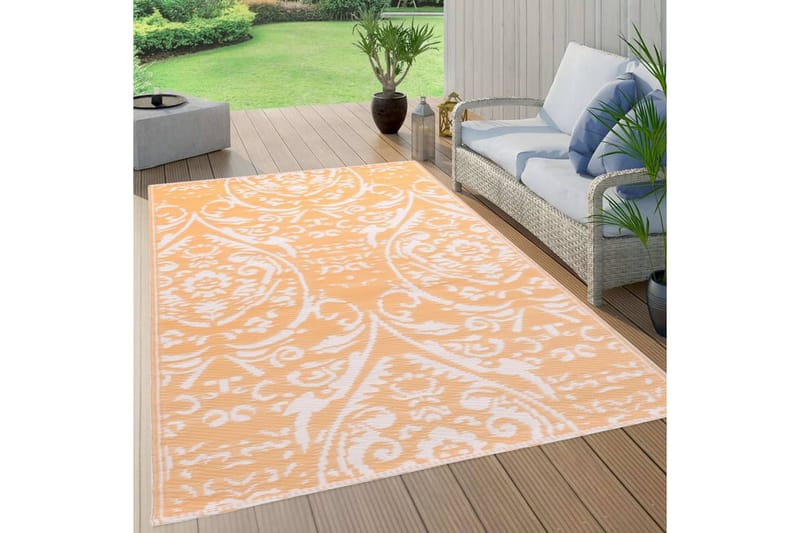 Ulkomatto oranssi ja valkoinen 80x150 cm PP - Kodintekstiilit & matot - Matto - Ulkomatto