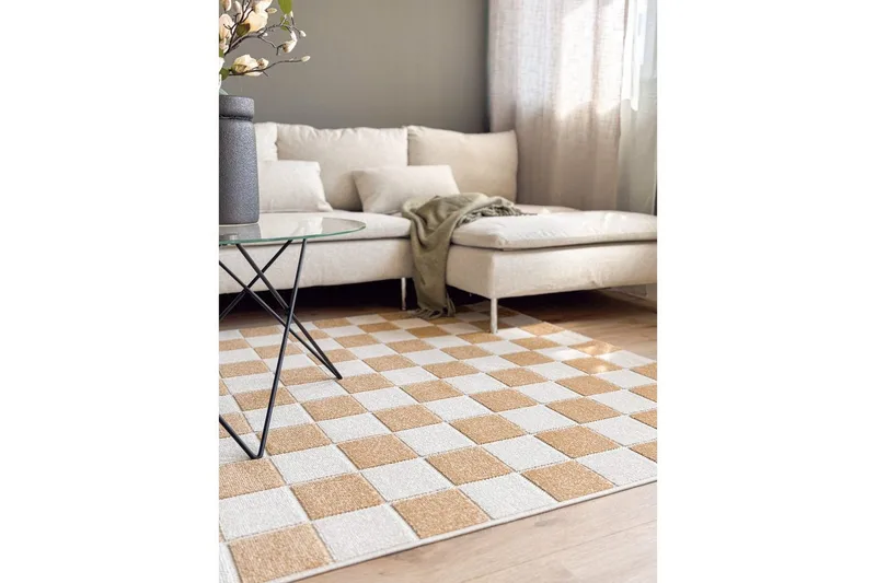 Wiltonmatto Hawaii Chess 200x200 cm, Keltainen - 200x200 cm, Keltainen - Kodintekstiilit & matot - Matto - Ulkomatto
