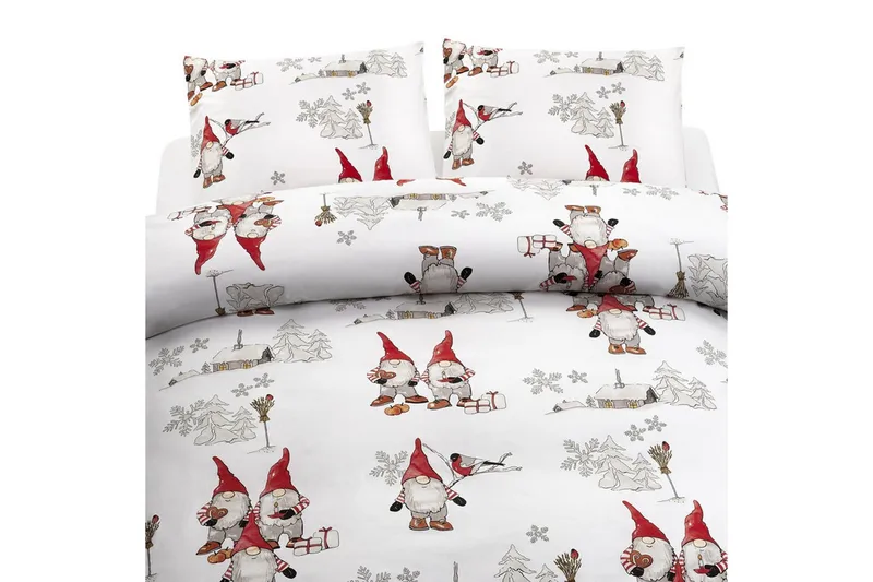 Pussilakanasetti Parisänkyyn Frosty Christmas 212x220 cm, Valkoinen
