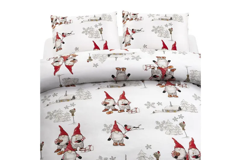 Pussilakanasetti parisänkyyn Frosty Christmas 212x220 cm, Valkoinen