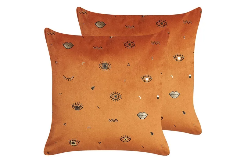 Koristetyynyt Aeonium sarja 2 kpl Oranssi/musta - Oranssi/musta - Kodintekstiilit & matot - Tyyny & torkkupeitto - Koristetyynyt