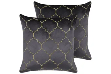 Koristetyynyt Alyssum sarja 2 Harmaa/kulta, Sametti