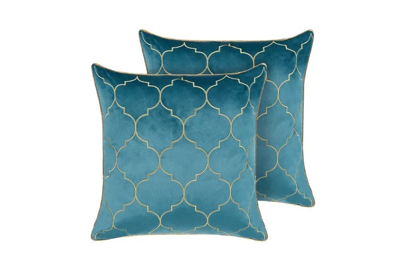 Koristetyynyt Alyssum sarja 2 Sininen/kulta, Sametti, Sininen/kulta, Sametti