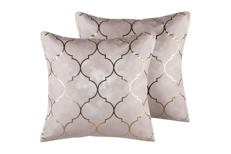 Koristetyynyt Alyssum sarja 2 Vaaleanpunainen/kulta, Polyesteri - Vaaleanpunainen/kulta, Polyesteri - Kodintekstiilit & matot - Tyyny & torkkupeitto - Ulkotyyny