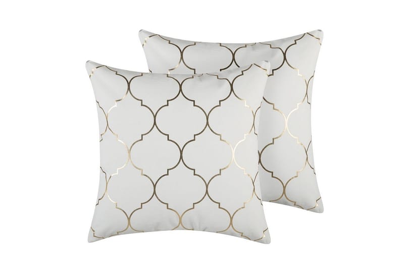 Koristetyynyt Alyssum sarja 2 Valkoinen/kulta, Puuvilla - Valkoinen/kulta, Puuvilla - Kodintekstiilit & matot - Tyyny & torkkupeitto - Ulkotyyny