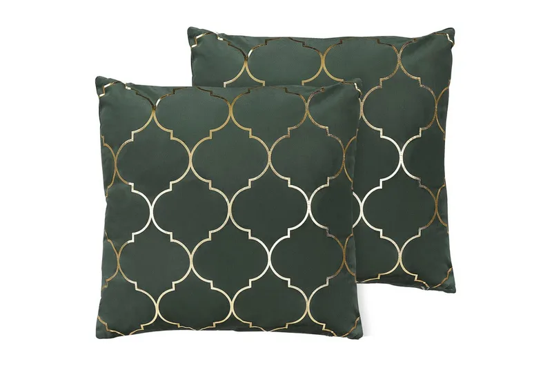 Koristetyynyt Alyssum sarja 2 Vihreä/Kulta, Sametti - Vihreä/Kulta, Sametti - Kodintekstiilit & matot - Tyyny & torkkupeitto - Ulkotyyny