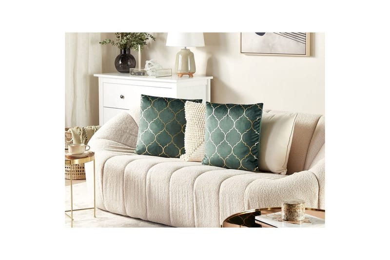 Koristetyynyt Alyssum sarja 2 Vihreä/Kulta, Sametti - Vihreä/Kulta, Sametti - Kodintekstiilit & matot - Tyyny & torkkupeitto - Ulkotyyny