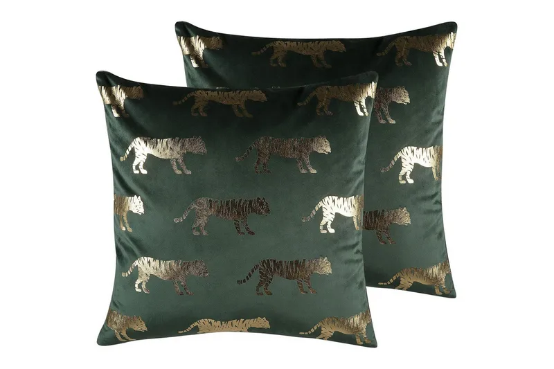 Koristetyynyt Bluebell sarja 2 kpl Vihreä/Kulta - Vihreä/Kulta - Kodintekstiilit & matot - Tyyny & torkkupeitto - Ulkotyyny