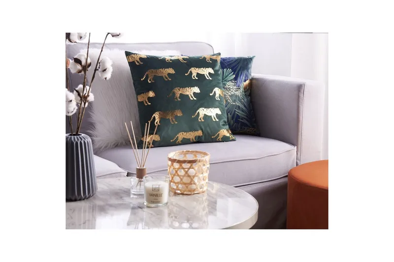 Koristetyynyt Bluebell sarja 2 kpl Vihreä/Kulta - Vihreä/Kulta - Kodintekstiilit & matot - Tyyny & torkkupeitto - Ulkotyyny