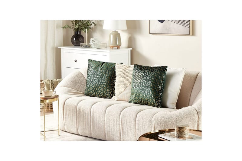 Koristetyynyt Celosia, 2 kpl Vihreä/Kulta - Vihreä/Kulta - Kodintekstiilit & matot - Tyyny & torkkupeitto - Ulkotyyny