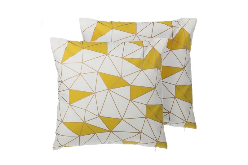 Koristetyynyt Clarkia setti 2 Valkoinen/Kulta/Keltainen - Valkoinen/Kulta/Keltainen - Kodintekstiilit & matot - Tyyny & torkkupeitto - Ulkotyyny