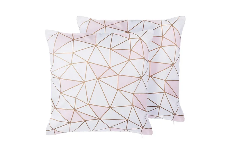 Koristetyynyt Clarkia setti 2 Valkoinen/kulta/vaaleanpunainen - Valkoinen/kulta/vaaleanpunainen - Kodintekstiilit & matot - Tyyny & torkkupeitto - Ulkotyyny