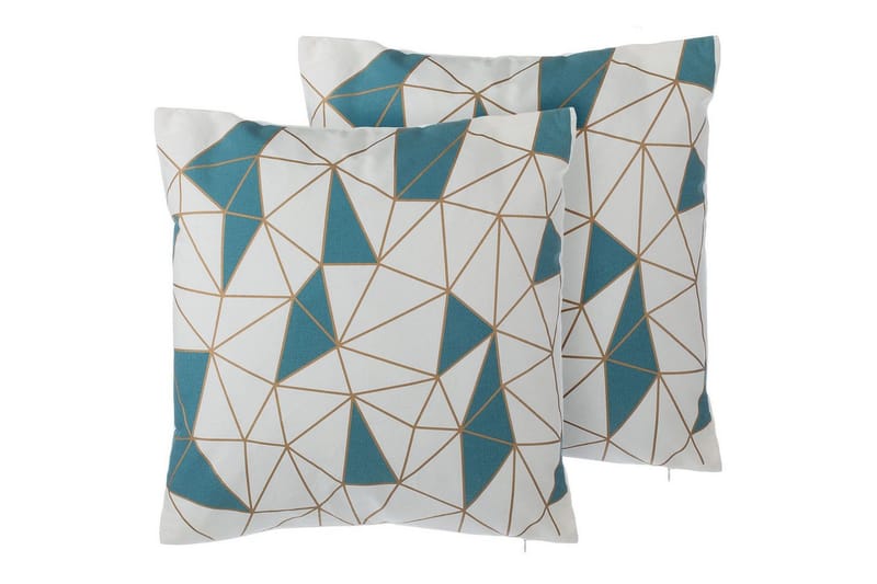 Koristetyynyt Clarkia setti 2 Valkoinen/Sininen/Kulta, Valkoinen/Sininen/Kulta