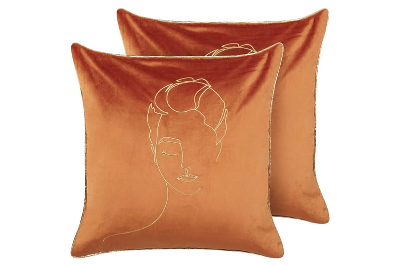 Koristetyynyt Crocus-setti, 2 kpl Oranssi/Kulta - Oranssi/Kulta - Kodintekstiilit & matot - Tyyny & torkkupeitto - Ulkotyyny