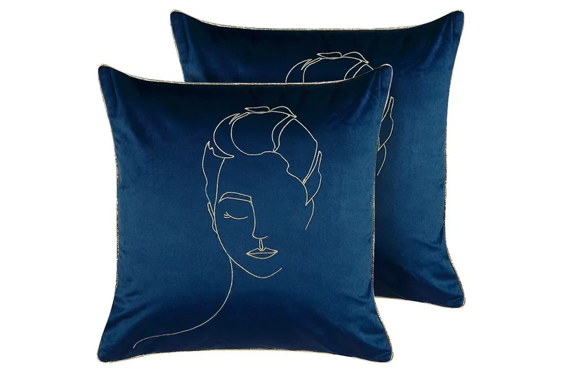 Koristetyynyt Crocus-setti, 2 kpl Sininen/kulta, Sininen/kulta