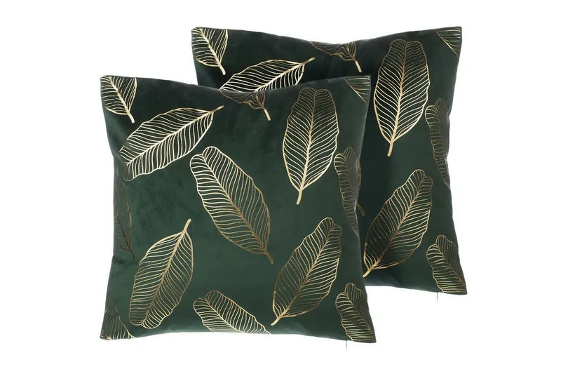 Koristetyynyt Freesia 2 setti Vihreä/Kulta - Vihreä/Kulta - Kodintekstiilit & matot - Tyyny & torkkupeitto - Ulkotyyny